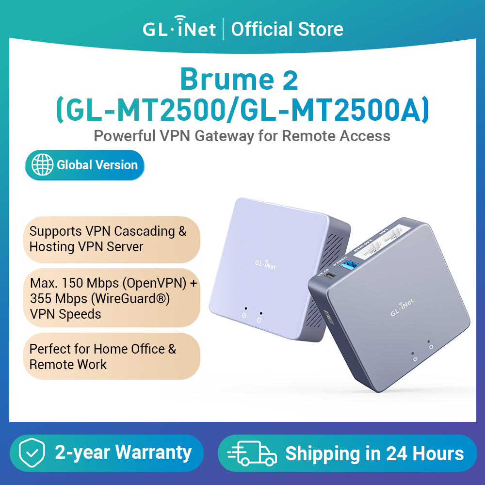 Home Security And Internet - GL-iNET (Brume 2) GL-MT2500/MT2500A Mini VPN