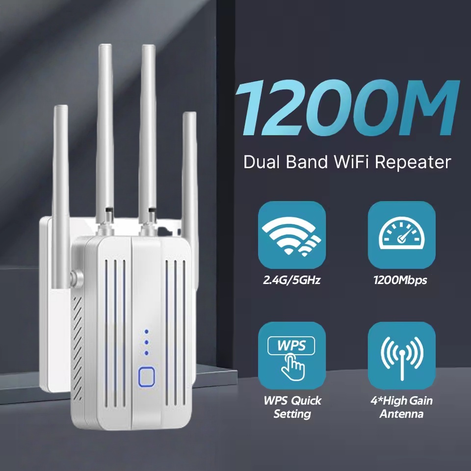 Home Security And Internet - WiFi Repeater 1200Mbps Dual Band Signal