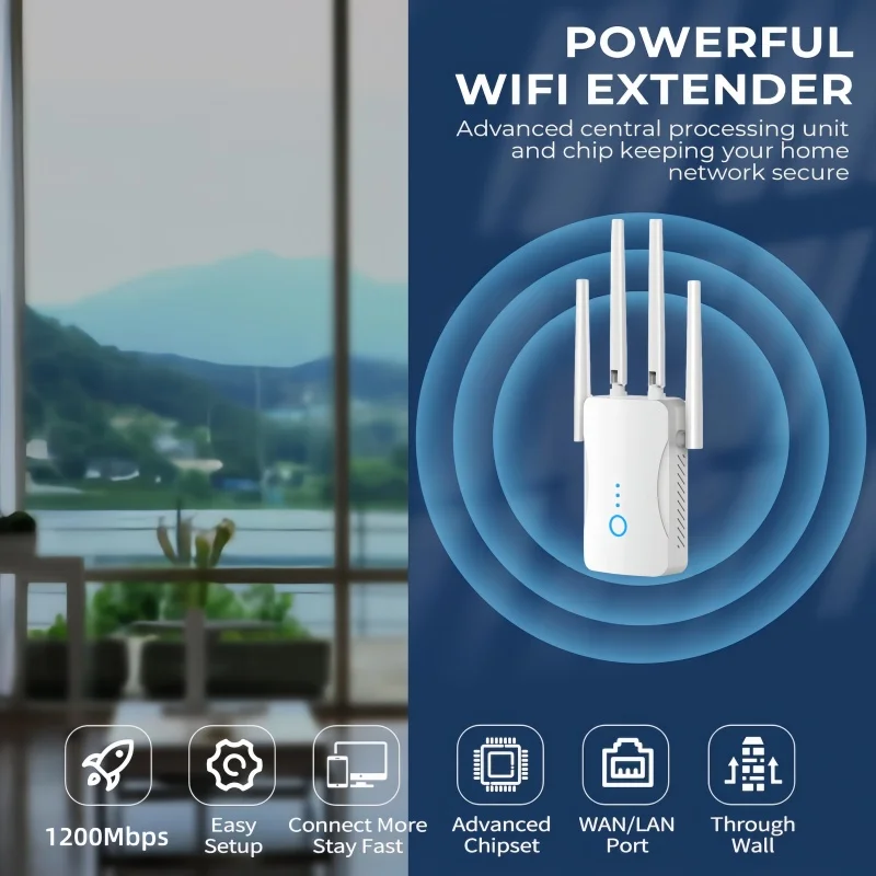 Home Security And Internet - Dual Band WiFi Repeater 1200Mbps Wireless